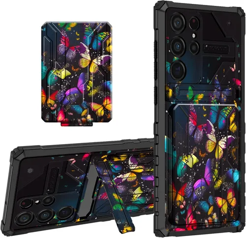 Vista 52 de Funda para teléfono Samsung Galaxy A03S Galaxy A03S Funda tipo cartera con tarjetero y soporte de doble capa de PC duro TPU suave cubierta