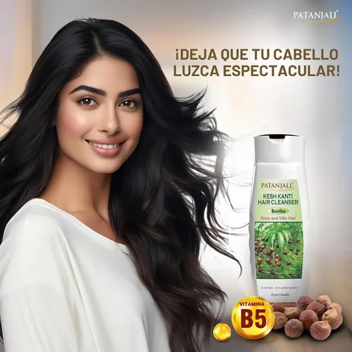 Vista 5 de patanjali Kesh Kanti Reetha Champú limpiador para cabello seco 6.8 fl oz (6.76 onzas líquidas) Control del daño del cabello Champú Reetha