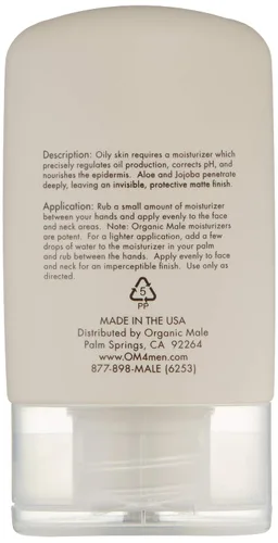 Vista 4 de Organic Male OM4 Aceitoso Paso 4: Complejo Hidratante Equalizante Sin Peso, Hidratante Orgánico y Natural para Piel Grasa (3.3 oz)