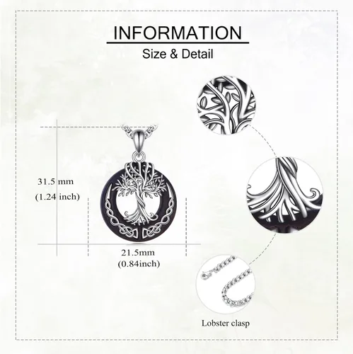 Vista 35 de ONEFINITY Collar de plata de ley 925 con diseño de árbol de la vida con colgante de nudo celta de concha de abulón para mujer