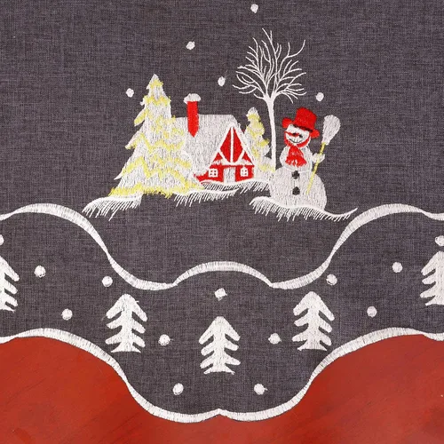 Vista 2 de Mantel de muñeco de nieve bordado para Navidad (90 x 17 pulgadas)