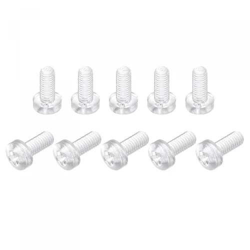 Vista 11 de uxcell M2x6mm plástico Phillips pernos 50pcs PC Pan cabeza máquina tornillos transparentes