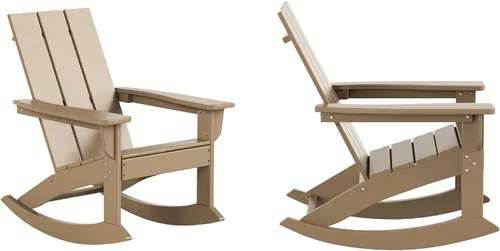 Vista 46 de HDPE Laguna Silla mecedora Adirondack de polietileno para exteriores (juego de 2), color negro