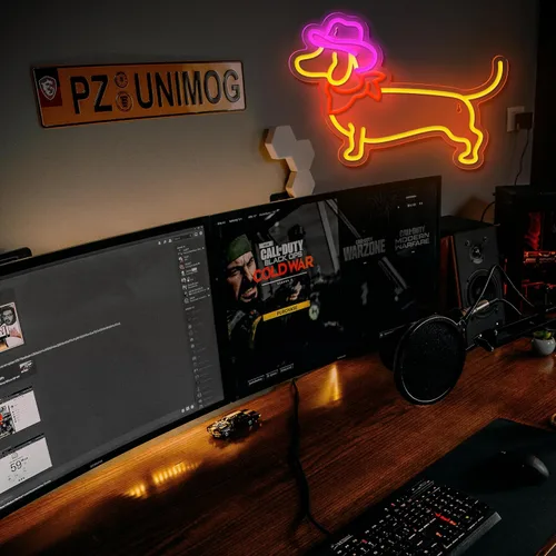 Vista 5 de Letrero de Neón de Dachshund para Decoración de Pared, Letrero de Perro de Neón, Lindo Cachorro con Sombrero de Vaquero, Letrero de Luz LED