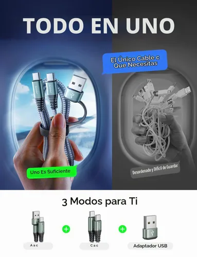 Vista 2 de [Usado] AINOPE USB C to USB C Cable, 1 FT USB C Cable Fast Charging with USB to USB C Adapter, 60W USB to USBC Cable for iPhone 17 Pro Max Air Type