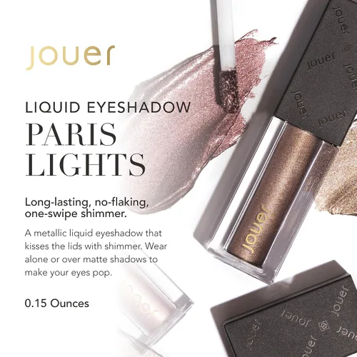 Vista 2 de Jouer Paris Lights - Sombra de ojos líquida metálica - Sombra de ojos en crema brillante de larga duración y a prueba de arrugas, acabado cromado