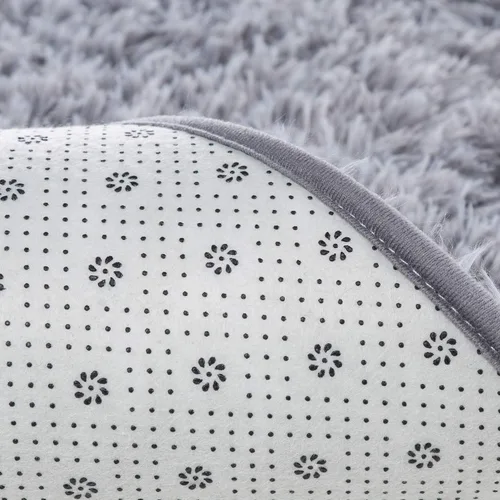 Vista 3 de Junovo - Alfombra de felpa ultra suave lavable, antideslizante, ovalada para guardería, dormitorio de niños y decoración del hogar (2x5 pies, gris)