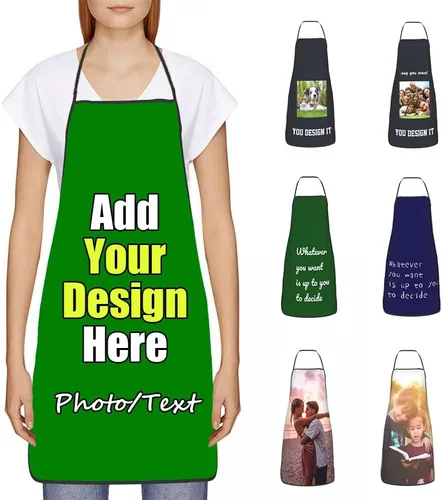 Vista 35 de Delantal Personalizado, Diseña Tu Propio Delantal de Cocina para Cocinar, Sube Tus Fotos Favoritas Logo, Añade Cualquier Nombre o Texto