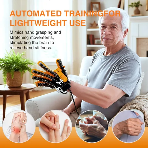 Vista 9 de Equipo de rehabilitación de manos, Guantes de terapia para dispositivo de recuperación de mano de accidente cerebrovascular, Guante