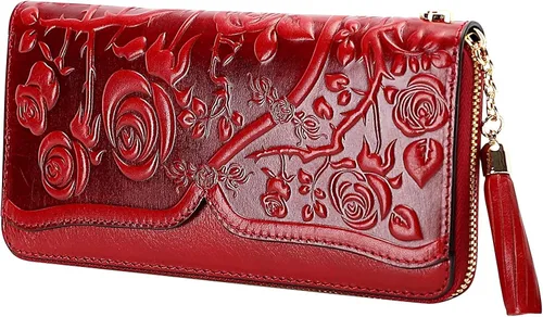 Vista 7 de PIJUSHI Bolsos florales para mujer bolso de mano con asa superior bolsos de hombro para mujer paquete con carteras de cuero genuino para mujer