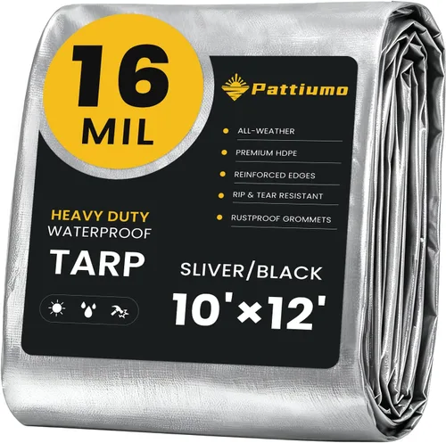 Vista 19 de Pattiumo Lona impermeable de 8 x 10 pies y 14 mil de lona resistente multiusos, cubierta protectora impermeable, resistente a los rayos UV, todo