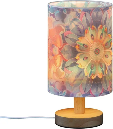 Vista 2 de Trendy Boho Colorful Flowers Bloom Bedside Lamp Kids Night Light for Nightstand Lamp for Desk Retro lámparas para mesa