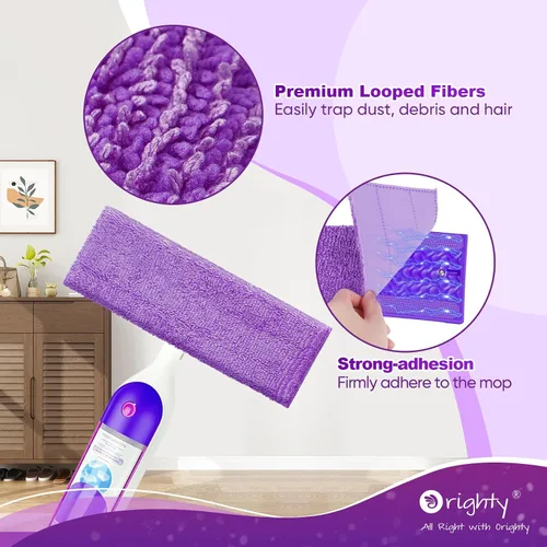 Vista 4 de Orighty Almohadillas de microfibra para mopa Swiffer PowerMop, paquete de 10, reutilizables Morado