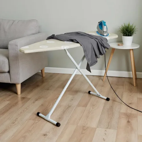 Vista 8 de Tabla de planchar, tabla de planchar con patas en T, tamaño completo, tabla de planchar de 53 x 14 pulgadas, plegable con funda de almohadilla