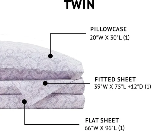 Vista 83 de Comfort Spaces Sábanas 100% Algodón Twin XL, Transpirables, Naturalmente Frescas, Sábanas de Algodón Suave con Bolsillo Elástico de 14 Pulgadas que