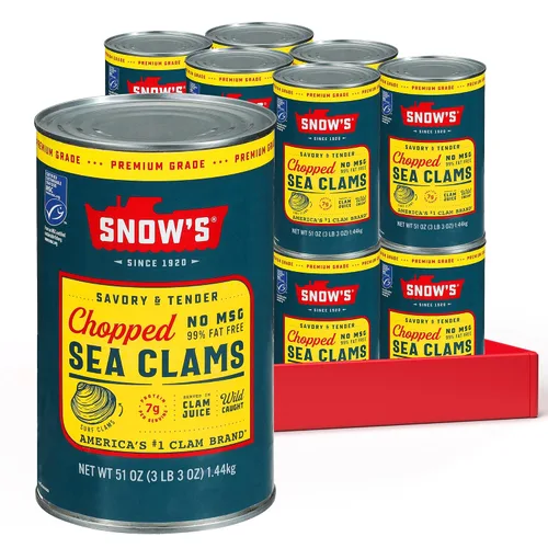 Vista 13 de Snow's Almejas Cortadas Silvestres Enlatadas, Lata de 6.5 oz - 5g de Proteína Por Porción - Sin Gluten, Apto para Keto, 99% Libre de Grasa