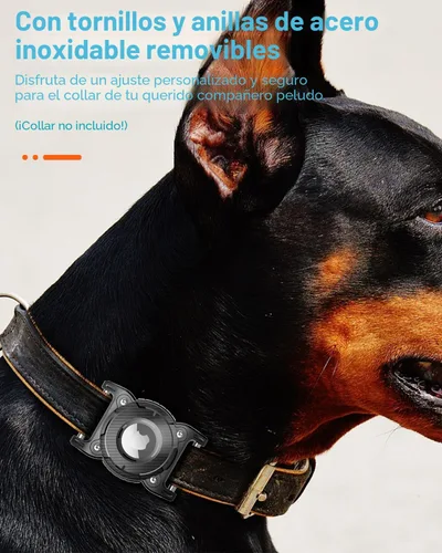 Vista 2 de ONEONTA Airtag - Soporte para collar de perro Airtag para perro impermeable – Soporte Airtag para collar de perro con lazo de metal extraíble, TPU