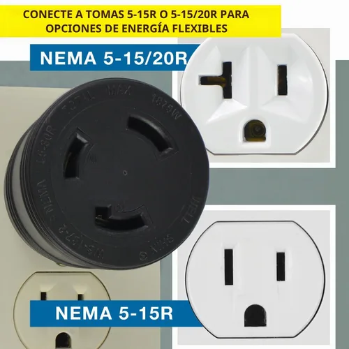Vista 6 de Conntek Adaptador de enchufe de bloqueo NEMA 5-15P a NEMA L5-30R de 15 amperios a 30 amperios Negro