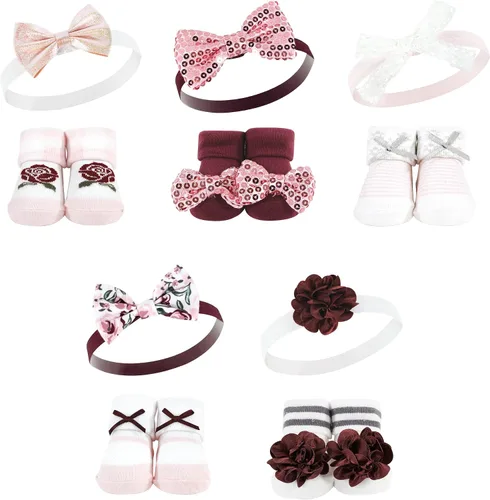 Vista 26 de Hudson Baby Conjunto de regalo de diadema y calcetines para niña