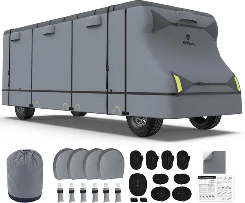 Vista 23 de RVMasking - Funda para remolque de RV de 18 a 20 pies, funda de 7 capas extra gruesa para cámper impermeable y resistente al viento