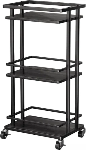 Vista 8 de OKZEST Carrito de barra de 3 niveles para el hogar, mini gabinete de licor Negro (Rustic Black)
