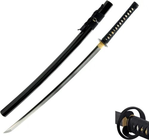 Vista 15 de HMS Espada Katana Samurai Japonesa Finely finished blades in 1045, 1095 or Damascus steel for dojo practice and display; includes protective sword