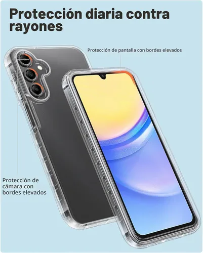 Vista 4 de FNTCASE - Funda para teléfono Samsung Galaxy A15 5G, protector de pantalla integrado Cristal transparente