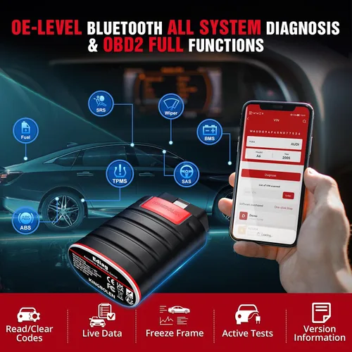 Vista 3 de KINGBOLEN Ediag OBD2 escáner Bluetooth, herramienta de diagnóstico bidireccional para todo el sistema para iOS y Android, prueba activa, más de 15