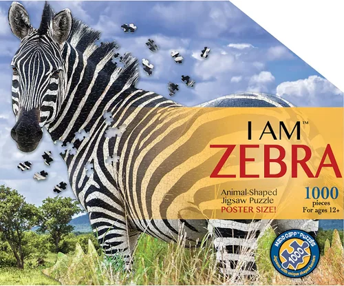 Vista 6 de Madd Capp Puzzles - I AM Zebra - Rompecabezas de 1000 piezas con forma de animal, multicolor