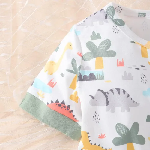 Vista 5 de Vestidos de verano para niñas pequeñas, túnica de dinosaurio, vestido casual de manga corta, vestido de patinadora para niños pequeños, 2-7T