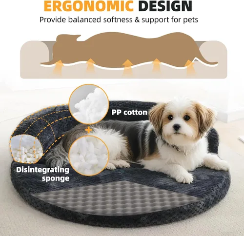 Vista 5 de Cama para gatos de interior, lavable para sofá cama para mascotas, funda extraíble de espuma viscoelástica para caja de huevos, 19.6 x 3.9 x 1.5