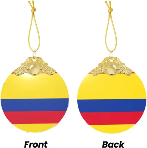 Vista 3 de Bandera de Colombia imprimir cristal redondo adorno de Navidad, colgante de cristal, decoración del árbol de Navidad o regalo