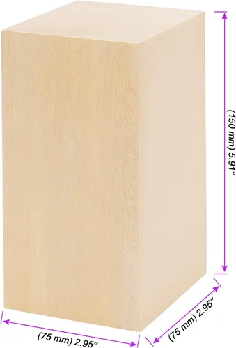 Vista 2 de JOIKIT Paquete de 4 bloques de tallado de madera de tilo de 6 x 3 x 3 pulgadas, bloques de madera suave sin terminar, bloques de tala seca al horno