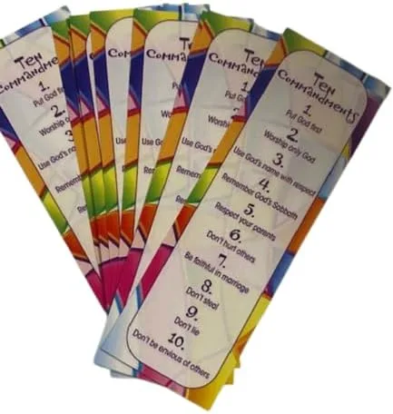 Vista 4 de (25 unidades) Marcadores de libros de los Diez Mandamientos para niños, marcadores religiosos, regalos cristianos, suministros inspiradores