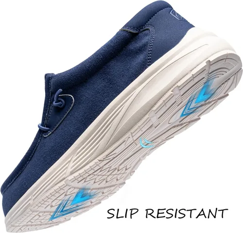 Vista 3 de LARNMERN Mocasines de trabajo antideslizantes para hombre, soporte de arco para fascitis plantar, zapatos trabajo, ligeros, para servicio