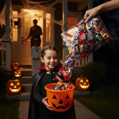 Vista 5 de Paquete variado de dulces de chocolate de Halloween de 2 libras, dulces de Halloween a granel envueltos individualmente, dulces surtidos para dulce