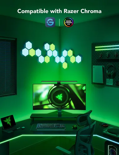 Vista 14 de Govee Luz de juego para monitor G1, retroiluminación LED RGBIC para PC de 27 a 34 pulgadas, luces LED inteligentes para monitores con combinación