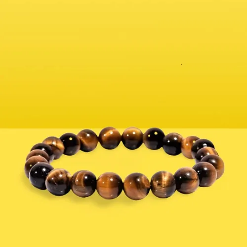 Vista 2 de USA Deals - Pulsera elástica 365 con ojo de tigre natural, piedras preciosas para yoga, energía curativa para hombres y mujeres, tamaño libre, Gema