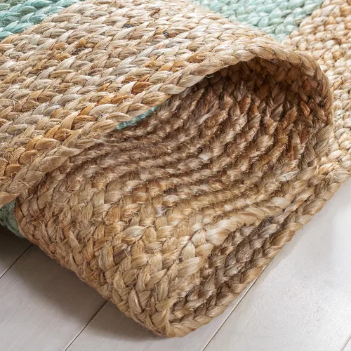 Vista 5 de SAFAVIEH Natural Fiber Collection - Alfombra ovalada, 2 pies 6 pulgadas x 4 pies, ovalada, azul aguamarina y marrón natural, yute hecho a mano