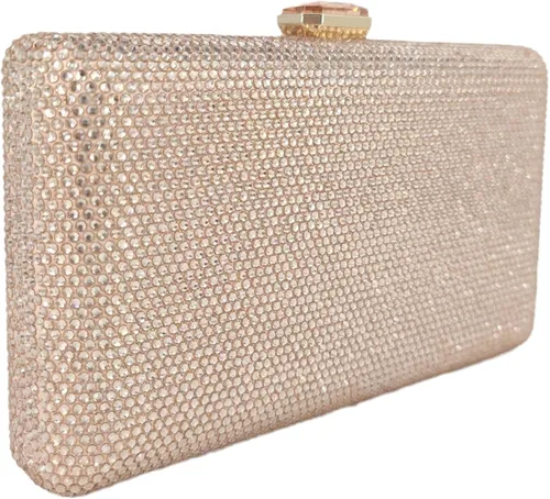 Vista 3 de Boutique De FGG Elegantes bolsas de noche de cristal para mujer caja de fiesta formal bolso de mano para boda diamantes de imitación bolso de novia