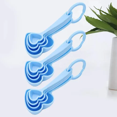 Vista 8 de Hemoton Cucharas medidoras de plástico con forma de corazón, cucharadita de postre cuchara para hornear de cocina