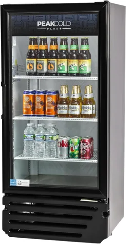 Vista 12 de PEAKCOLD + Refrigerador vertical de 1 puerta - Refrigerador comercial negro de 19.2 pies cúbicos de bajo consumo con puerta de vidrio