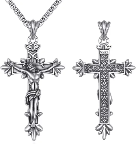 Vista 26 de Collar de Santo Patrón Plata de Ley 925 Colgante Medallón Amuleto Ovalado con Cadena de 22+2 Pulgadas Regalo de Joyería para Hombres y Mujeres
