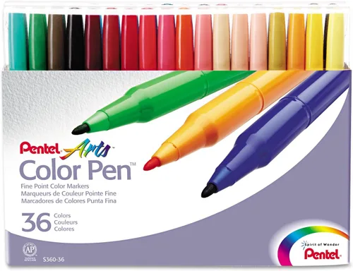 Vista 2 de Pentel S36036 - Juego de bolígrafos de color de punta fina, 36 colores surtidos, 36