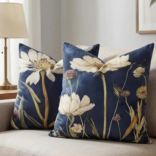 Vista 8 de Juego de 2 fundas de almohada decorativas de terciopelo de 18 x 18 pulgadas, estampado de pájaros y ramas en acuarela, felpa suave con acento neutro