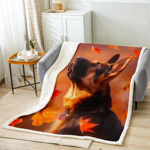 Vista 2 de Erosebridal Manta de forro polar de pastor alemán de 30.0 x 39.8 in, manta de cama botánica, manta de franela, para hombre y niño, amante del perro