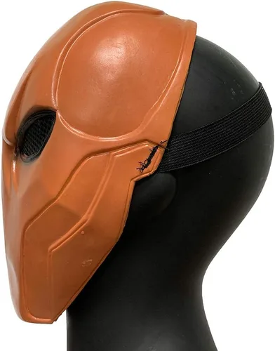 Vista 4 de Deathstroke - Máscara de látex de superhéroe de Arkham City para Halloween, accesorios de cosplay