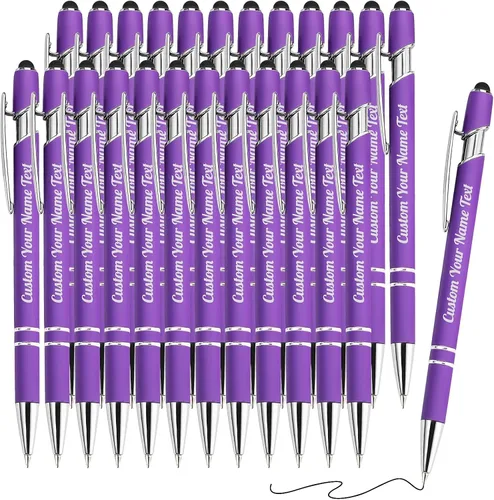 Vista 60 de 12 unidades de bolígrafos personalizados a granel con nombre grabado gratis, bolígrafos de bola personalizados con lápiz óptico, mensaje de texto