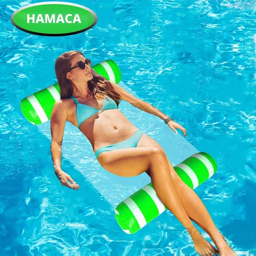 Vista 2 de Flotadores inflables para piscina, hamaca de agua de tamaño adulto, balsas de piscina, sillas flotantes, flotadores de piscina multiusos 4 en 1