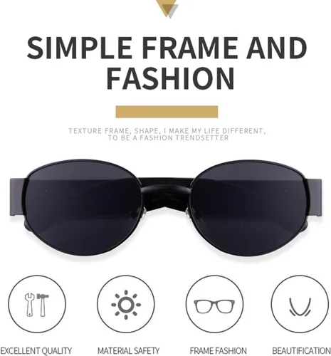 Vista 4 de ADE WU Lentes de sol ovalados para mujer y hombre, estilo vintage de los años 90, lentes de diseño de moda en tono dorado, marco de metal, lentes